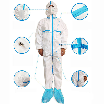 ISO13485 सुरक्षात्मक कपड़े निविड़ अंधकार विरोधी स्थैतिक Coveralls बुना हुआ कफ के साथ जंपसूट